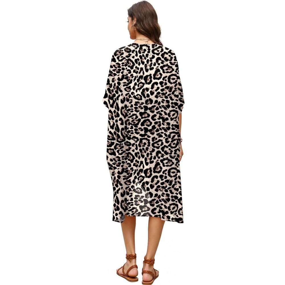 Bathing Suit Cover Up for Women Beach Kimono Coverups Cheetah Print - Picture 5 of 5